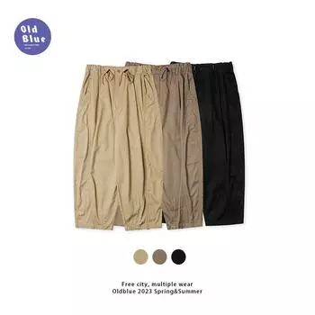 Мужские весенне-летние свободные повседневные брюки с фонариками в стиле ретро, популярные модели рабочих брюк с карманами L чёрный