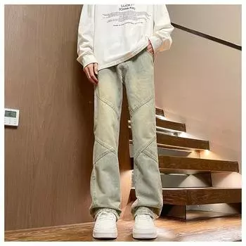 Мужские весенне-осенние американские брюки прямого кроя, зауженные, брюки-шаровары S