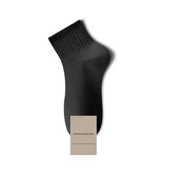 Мужские весенне-осенние бесшовные носки из чистого хлопка, антибактериальные, дезодорирующие, влагопоглощающие, летние дышащие, универсальные однотонные спортивные носки 1 pair чёрный