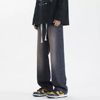 Мужские весенне-осенние брюки в американском уличном стиле, свободные брюки прямого кроя с широкими штанинами для мальчиков S
