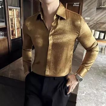 Мужские весенне-осенние модные повседневные рубашки с длинным рукавом S чёрный