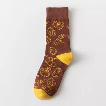 Мужские весенне-осенние носки средней длины из хлопка с мультяшным рисунком тыквы и белки на Хэллоуин 1 pair