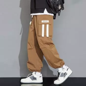 Мужские весенне-осенние новые модные повседневные брюки, красивые студенческие брюки со свободными брюками до щиколотки M белый