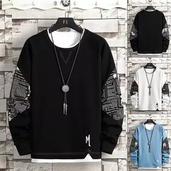 Мужские весенне-осенние новые однотонные свободные топы с принтом, городские простые модные леггинсы, мужская толстовка с капюшоном M