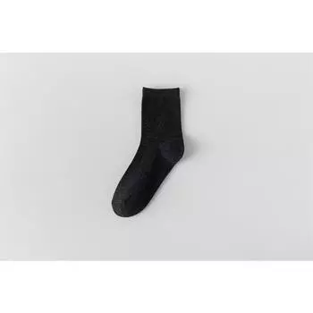 Мужские весенне-осенние новые ретро однотонные гольфы 1 pair чёрный