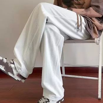 Мужские весенне-осенние прямые повседневные спортивные штаны, мужские свободные брюки большого размера 5XL белый