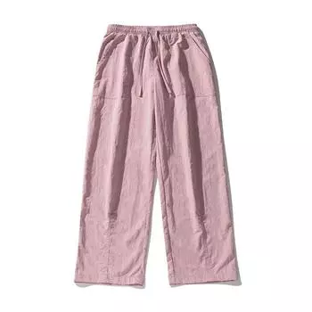 Мужские весенне-осенние слегка широкие прямые брюки, однотонные свободные повседневные рабочие брюки, спортивные длинные брюки на шнурке S