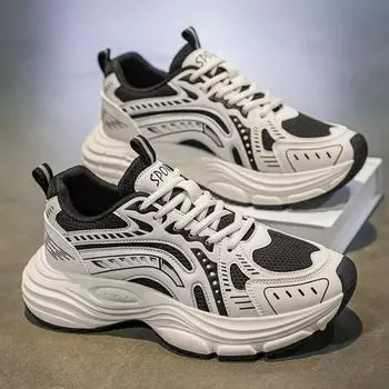 Мужские весенние дышащие сетчатые кроссовки для бега, универсальные туфли для папы, толстая подошва 44