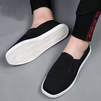 Мужские весенние дышащие уличные туфли Old Beijing Black из ткани, повседневные осенние рабочие туфли ручной работы с мягкой подошвой, слипоны 38-45 38 чёрный