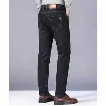Мужские весенние джинсы, модные деловые брюки, классические джинсовые брюки в стиле ретро, осенние повседневные эластичные прямые узкие джинсы для мужчин 29 чёрный