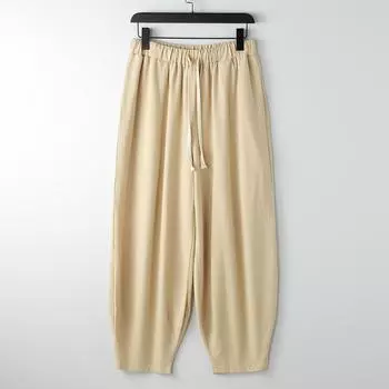 Мужские весенние и летние дышащие хлопковые девятиминутные брюки до икры, свободные девятиминутные брюки для отдыха большого размера 9XL белый