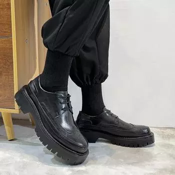 Мужские весенние и осенние кожаные туфли Brock Business Round Head в британском стиле со шнуровкой 20351-T 38 чёрный