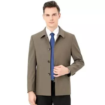 Мужские весенние и осенние куртки, мужская повседневная ветровка с лацканами из тонкого шелка Mulberry, для среднего возраста, повседневная свободная ветровка 170