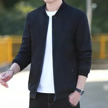 Мужские весенние и осенние куртки: Повседневный бейсбольный воротник и деловые уличные пальто. Универсальные короткие верхние топы. 3XL чёрный