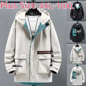 Мужские весенние и осенние куртки, универсальные повседневные топы больших размеров, мужская одежда, рабочие куртки 4XL-10XL 10XL белый