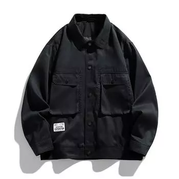 Мужские весенние и осенние новые стильные простые японские куртки модные свободные мужские и женские рабочие костюмы того же стиля большие карманы M