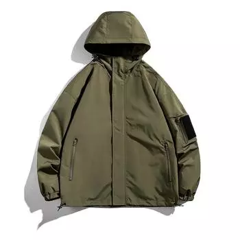 Мужские весенние и осенние пальто с принтом, тонкая ветровка с капюшоном, спортивная куртка для активного отдыха, мужская куртка M чёрный