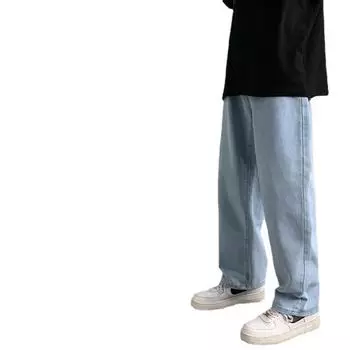 Мужские весенние и осенние свободные прямые джинсы, широкие повседневные уличные джинсы, свободные джинсы, брюки на шнуровке в стиле ретро XS