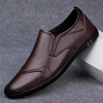 Мужские весенние мокасины ручной работы из натуральной кожи, деловая повседневная обувь, мужская обувь для вождения, универсальные туфли на плоской подошве 37 чёрный