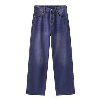 Мужские весенние новые фиолетовые повседневные джинсовые брюки, персонализированные прямые широкие брюки в стиле ретро S фиолетовый