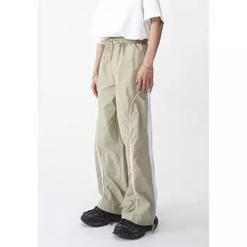 Мужские весенние новые повседневные брюки в расслабленном спортивном стиле, корейская версия, трендовые контрастные цвета, мужские S чёрный