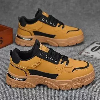 Мужские весенние рабочие ботинки нового стиля, универсальные, на толстой подошве, износостойкие, нескользящие, на платформе, уличные, мужские повседневные кроссовки 39