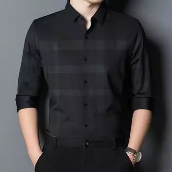 Мужские весенние рубашки с длинными рукавами, тонкие, модные, красивые, свободные деловые рубашки для пап среднего возраста M