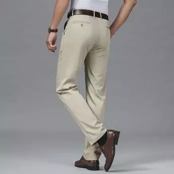 Мужские весенние узкие брюки прямого покроя в деловом стиле — удобная, официальная и повседневная одежда 40 чёрный