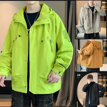 Мужские ветровки, однотонные, весна-осень, пара, уличные пальто с капюшоном, водонепроницаемые, мужские, спортивные, для скалолазания, верхняя одежда на молнии S чёрный