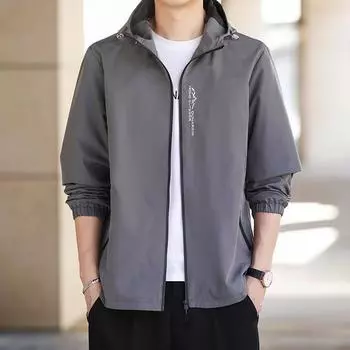 Мужские ветровки, пальто на молнии, весенне-осенняя мужская куртка-карго с капюшоном, уличная одежда, повседневная куртка-карго, мужская модная верхняя одежда M хаки