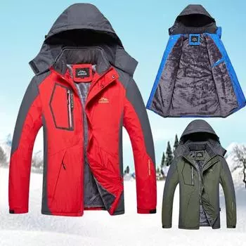 Мужские ветровки зимние толстые теплые ветрозащитные меховые пальто мужские военные плюшевые куртки с капюшоном мужские зимние куртки для активного отдыха L темно-синий