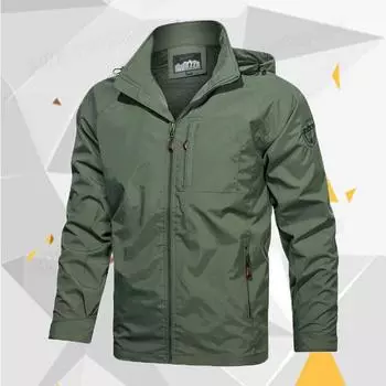 Мужские ветрозащитные куртки на молнии, повседневные высококачественные бейсбольные куртки с капюшоном, спортивные куртки на открытом воздухе M хаки