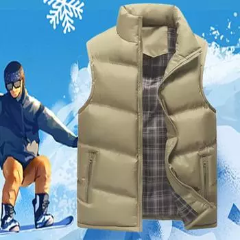 Мужские ветрозащитные жилеты Мужская куртка без рукавов жилет Зимняя куртка Повседневное пальто Мужской пуховый хлопок Теплый утолщенный жилет Толстый жилет M чёрный