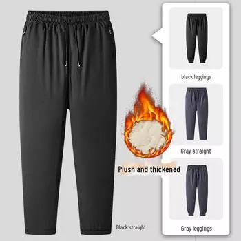 Мужские ветрозащитные зимние хлопковые брюки из графена - толстый бархат овчины, теплые повседневные спортивные брюки большого размера drawn, L серый