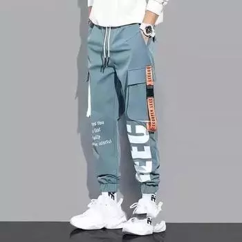 Мужские винтажные брюки-карго больших размеров с широкими штанинами и большими карманами, свободные прямые повседневные брюки 5XL