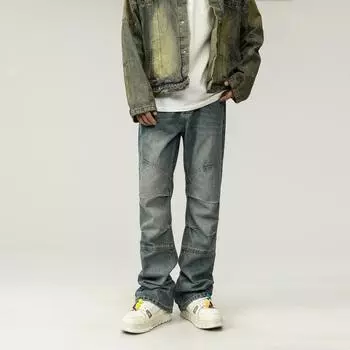 Мужские винтажные брюки Y2K из 95% хлопка Techwear с широкими штанинами, джинсовые брюки, мешковатые джинсы для мужчин, уличная одежда в корейском стиле, роскошь S синий