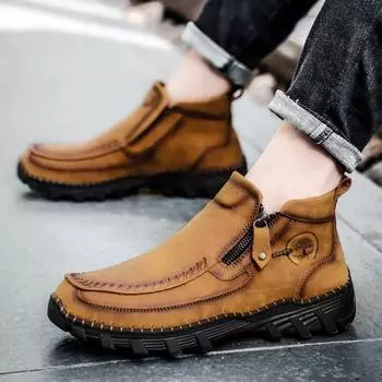 Мужские винтажные джинсовые короткие ботинки осень-зима новый британский стиль ручной работы бархат комфорт путешествия спорт мода повседневная обувь 38
