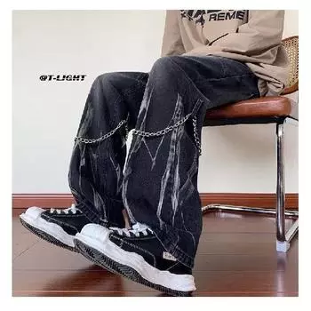 Мужские винтажные джинсы, летние модные большие джинсы, мужские деловые джинсы, брюки в стиле хип-хоп, широкие брюки, тонкие джинсовые ткани S коричневый