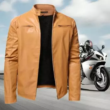 Мужские винтажные куртки из искусственной кожи, мужская уличная мода, длинный рукав, воротник-стойка, кожаное пальто на молнии, мужские стильные пальто на осень-зиму S хаки