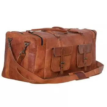 Мужские винтажные натуральные дорожные сумки, спортивные сумки из коричневой козьей кожи 30 x 12 x 12 in коричневый