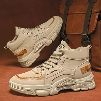 Мужские винтажные однотонные высокие ботинки, удобная нескользящая прочная резиновая подошва со шнуровкой для мужчин, для активного отдыха на свежем воздухе 39 хаки