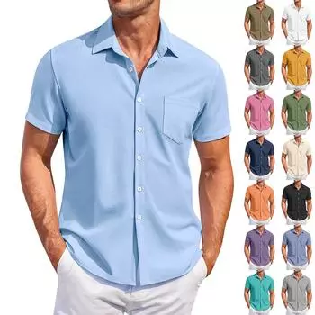 Мужские винтажные рубашки для боулинга на пуговицах с коротким рукавом, летняя пляжная рубашка L армия зеленый