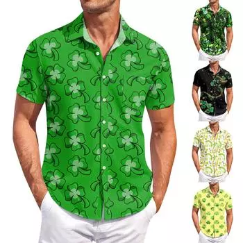 Мужские винтажные рубашки для боулинга на пуговицах с коротким рукавом, летняя пляжная рубашка L