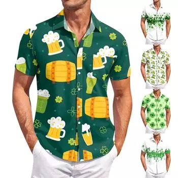 Мужские винтажные рубашки для боулинга на пуговицах с коротким рукавом, летняя пляжная рубашка XXXL