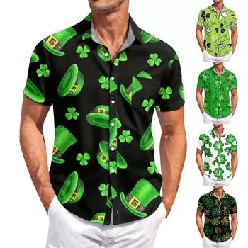 Мужские винтажные рубашки для боулинга на пуговицах с коротким рукавом, летняя пляжная рубашка XXL