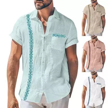 Мужские винтажные рубашки для боулинга на пуговицах с коротким рукавом, летняя пляжная рубашка XXL белый