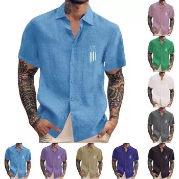 Мужские винтажные рубашки для боулинга на пуговицах с коротким рукавом, летняя пляжная рубашка XXXL зелёный