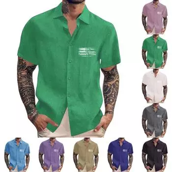 Мужские винтажные рубашки для боулинга на пуговицах с коротким рукавом, летняя пляжная рубашка XXL чёрный