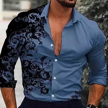 Мужские винтажные рубашки с длинным рукавом с цветочным принтом, повседневные кардиганы, новые пуговицы, модные рубашки для праздников XS белый