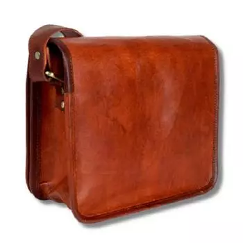 Мужские винтажные сумки из натуральной коричневой кожи, сумка через плечо для ноутбука, настоящая коза 11 x 15 in коричневый